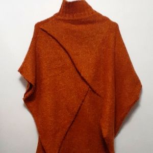 Figwood Burnt Orange Poncho Cardigan Wrap